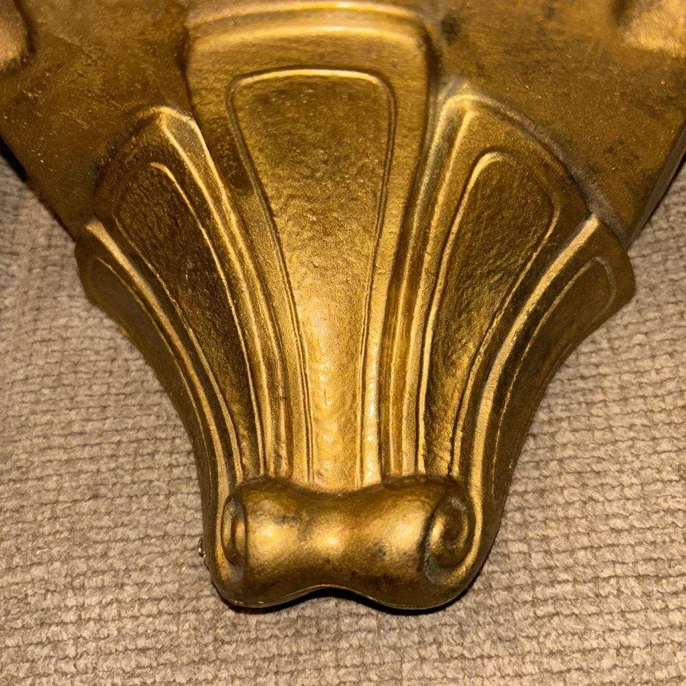 Vtg Scallop Shape Gold Hollywood Regency Sconce Shelf’s Set of 2